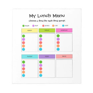 Anteckningsblocket Kids Lunch Planner med livsmede Anteckningsblock