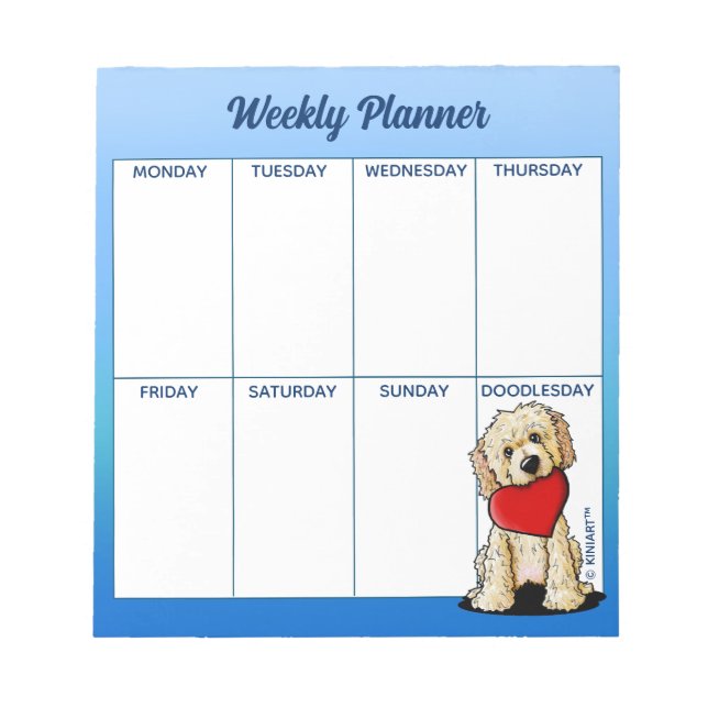 Anteckningsblocket KiniArt Goldendoodle Planner Anteckningsblock (Framsida)