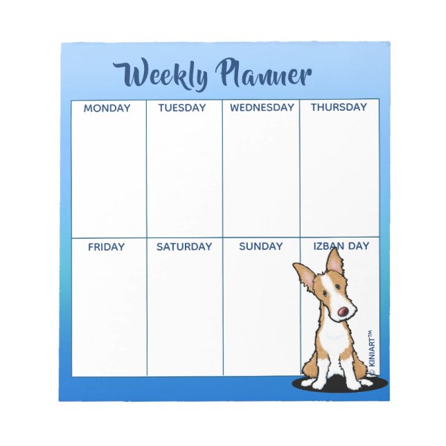 Anteckningsblocket KiniArt Ibizan Weekly Schedule Anteckningsblock (Framsida)