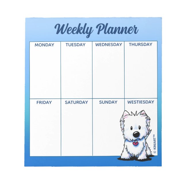 Anteckningsblocket KiniArt Westie Terrier Weekly S Anteckningsblock (Framsida)