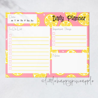 Anteckningsblocket Lemon Daily Planner Anteckningsblock