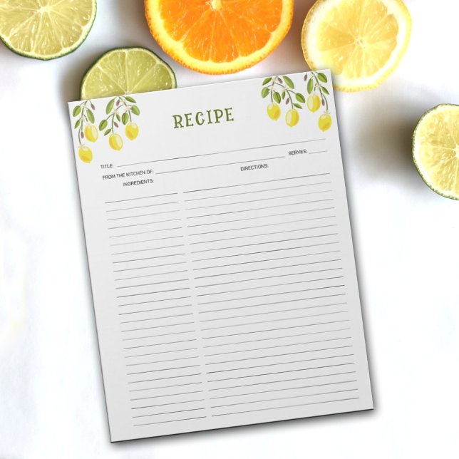 Anteckningsblocket Lemon Tropical Culinary Recipes Anteckningsblock (Skapare uppladdad)