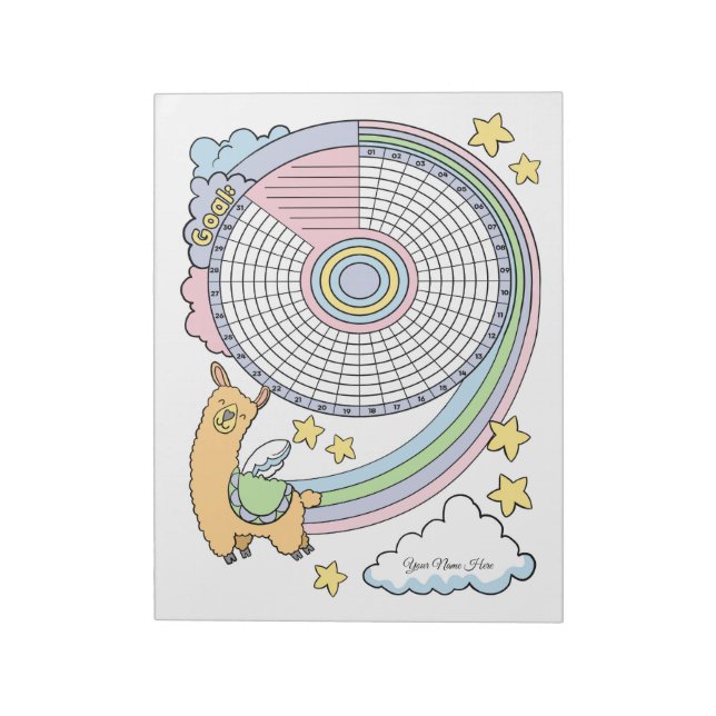 Anteckningsblocket Llama Habit Tracker Anpassnings Anteckningsblock (Roterad)