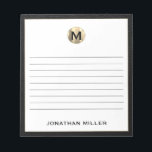 Anteckningsblocket Luxury Monogram Lining Anteckningsblock<br><div class="desc">Behålla dina anteckningar ordnade och snyggt med det här personlig-inklädda anteckningsblocket med ett slimmat svart och guld som inledande monogram. Det här anteckningsblocket är perfekt för att sammanfoga idéer, anteckningar eller skapar att göra-listor. Den klassiska blocktypografin och den svarta lädertrimen ge är en professionell och sofistikerad, skapar den som ett...</div>