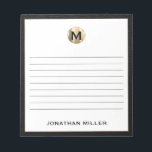 Anteckningsblocket Luxury Monogram Lining Anteckningsblock<br><div class="desc">Behålla dina anteckningar ordnade och snyggt med det här personlig-inklädda anteckningsblocket med ett slimmat svart och guld som inledande monogram. Det här anteckningsblocket är perfekt för att sammanfoga idéer, anteckningar eller skapar att göra-listor. Den klassiska blocktypografin och den svarta lädertrimen ge är en professionell och sofistikerad, skapar den som ett...</div>