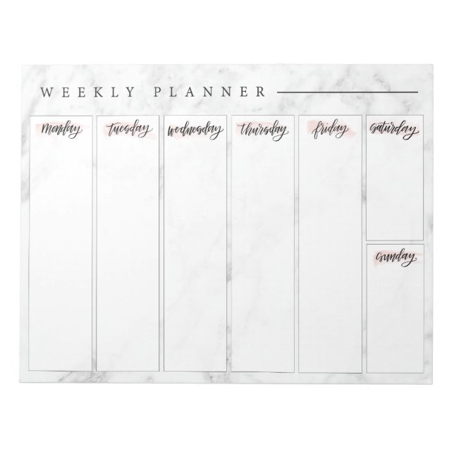 Anteckningsblocket Marble Weekly Planner Anteckningsblock (Framsida)