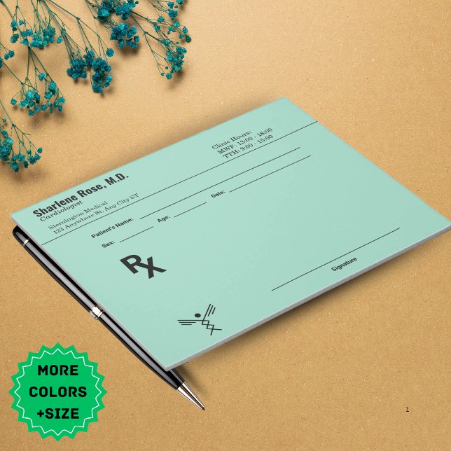 Anteckningsblocket Minimalistisk Anpassningsbar -  Anteckningsblock (Minimalist Custom Prescription Notepad – Editable RX Pad)