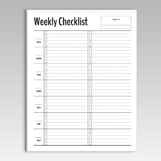 Anteckningsblocket Minimalistisk veckochecklista Anteckningsblock