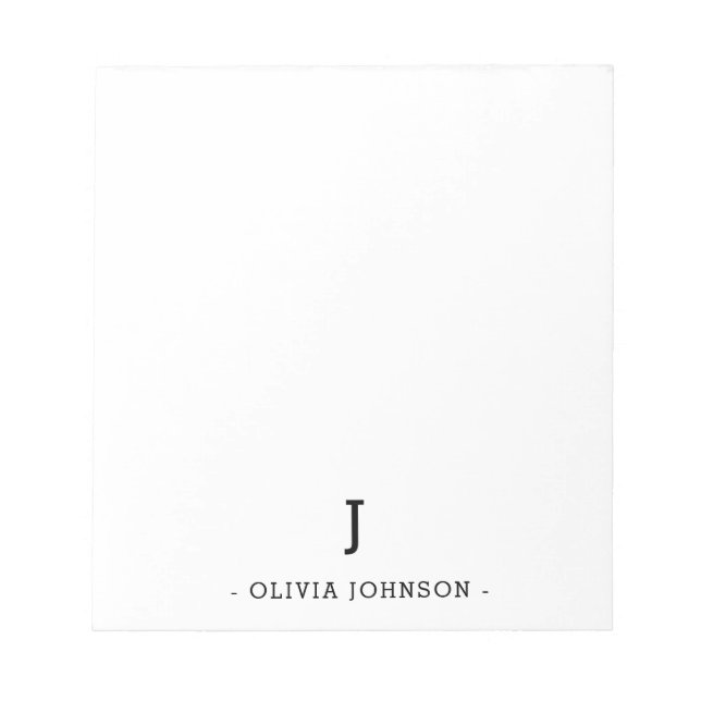 Anteckningsblocket Modern Elegant Monogram Black W Anteckningsblock (Framsida)