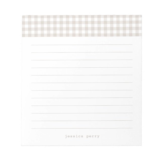 Anteckningsblocket Modern Neutralt Gingham Typewri Anteckningsblock (Framsida)