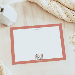 Anteckningsblocket Modern Pastel Coral Monogram Pe Anteckningsblock