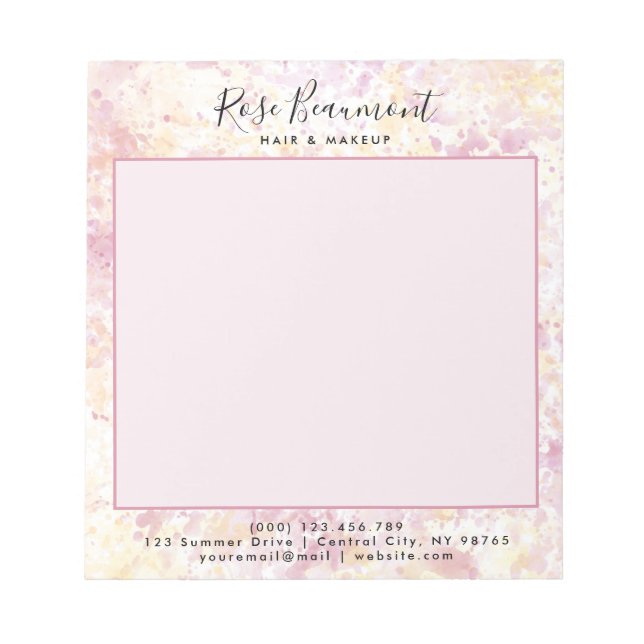 Anteckningsblocket Modern Rosa Gult Watercolor Scr Anteckningsblock (Framsida)