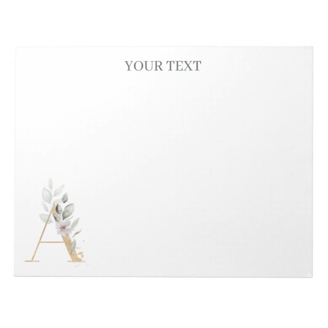 Anteckningsblocket Monogram Blommigt Personlig Anteckningsblock (Framsida)