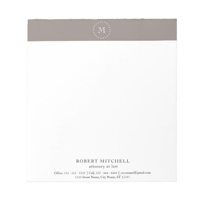 Anteckningsblocket Monogram Elegant Professionell  Anteckningsblock (Framsida)