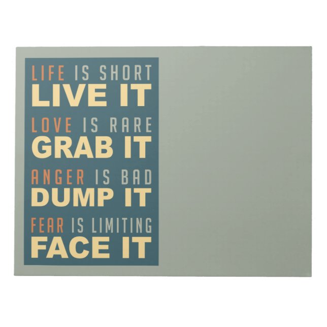 Anteckningsblocket Motivational Life Advice Anteckningsblock (Framsida)