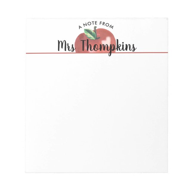 Anteckningsblocket Namn för Läraräpple Heart Red S Anteckningsblock (Framsida)