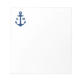 Anteckningsblocket Nautical Anchor Monogram Navy Anteckningsblock