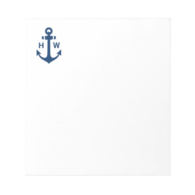 Anteckningsblocket Nautical Anchor Monogram Navy Anteckningsblock (Framsida)