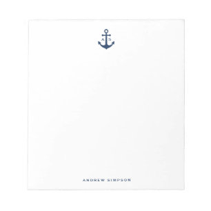 Anteckningsblocket Nautical Navy Blue Anchor Monog Anteckningsblock