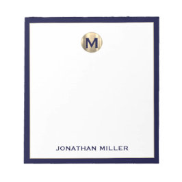 Anteckningsblocket Navy Blue Brushed Guld Monogram Anteckningsblock