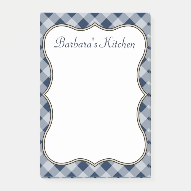 Anteckningsblocket Navy Gingham Kitchen Post-it Block (Framsida)