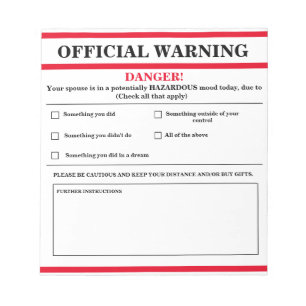 Anteckningsblocket Officiell Warning Anteckningsblock