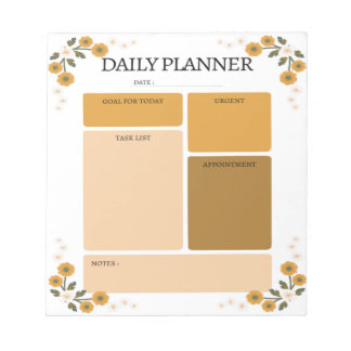 Anteckningsblocket orange Blommigt Daily Planner Anteckningsblock