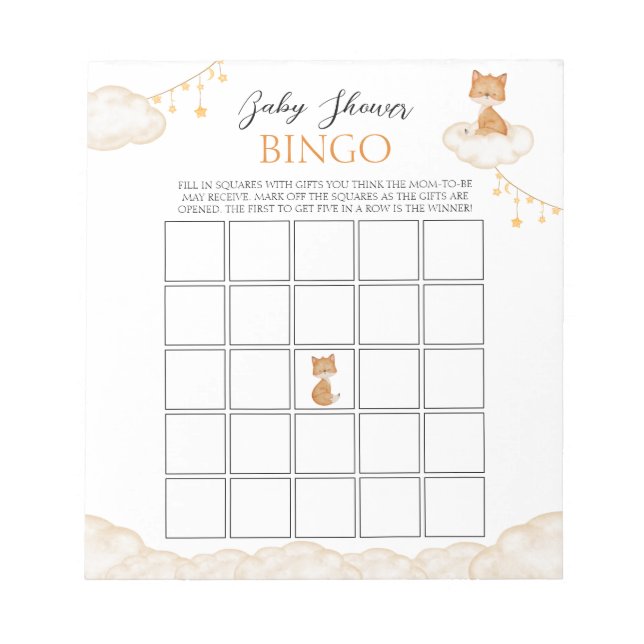 Anteckningsblocket orange Cute Fox Baby Shower Bin Anteckningsblock (Framsida)