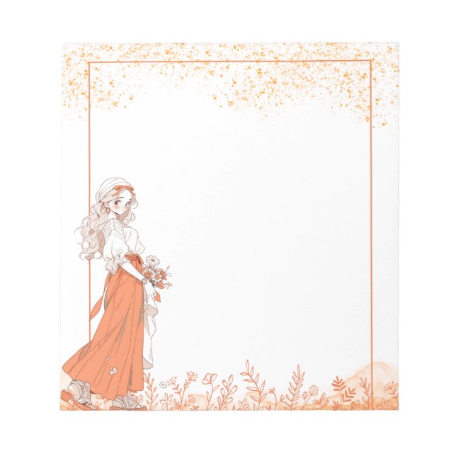 Anteckningsblocket orange Simple Cute Anime Boho Anteckningsblock (Framsida)