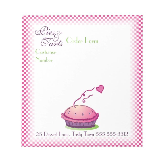 Anteckningsblocket paj & Tarts Order Form Anteckningsblock (Framsida)