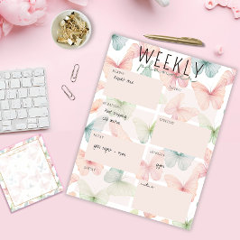 Anteckningsblocket Pastel Butterfly Weekly Planner Anteckningsblock