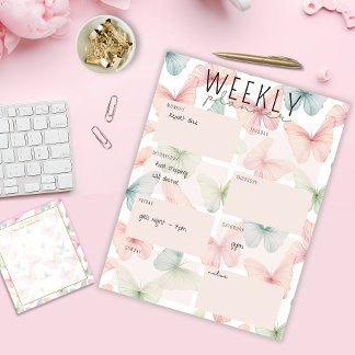 Anteckningsblocket Pastel Butterfly Weekly Planner Anteckningsblock