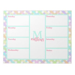 Anteckningsblocket Pastel Rainbow Gingham Weekly P Anteckningsblock