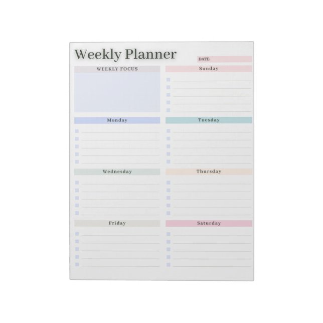 Anteckningsblocket Pastel Weekly Planner & To-Do L Anteckningsblock (Roterad)