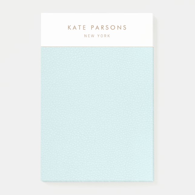 Anteckningsblocket Pastellblå läder Gräns med enke Post-it Block (Framsida)