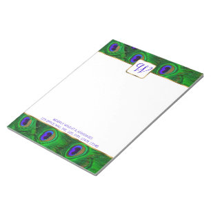 Anteckningsblocket Peacock Monogram Personlig Anteckningsblock
