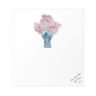 Anteckningsblocket Peony Blue och White Ginger Bur Anteckningsblock