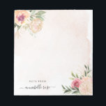 Anteckningsblocket Peony och Gold Foil Bloom Anteckningsblock<br><div class="desc">Det här anpassadet, som är designat att samordna med vår insamling av Peony och Guld, och som passar det personlighetsdugliga anteckningsblocket, har blommor av ädel rosa och guld med grönt löv i vattenfärg. Om du vill göra en mer avancerad anpassning av den här designen, t.ex. ändra layout, teckensnitt eller storlek...</div>