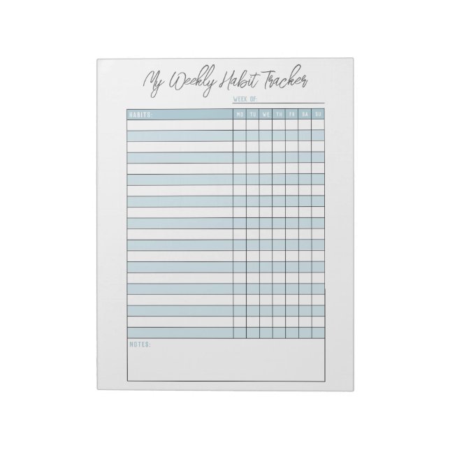 Anteckningsblocket personlig Blue Weekly Habit Tra Anteckningsblock (Roterad)