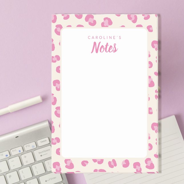 Anteckningsblocket personlig Chic Rosa Leopard Pri Post-it Block (Personalize this notepad with name, great for gifts or your personal stationery.)