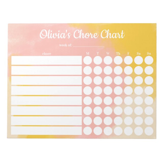 Anteckningsblocket personlig Chore Chart Anteckningsblock (Framsida)