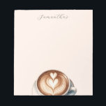 Anteckningsblocket personlig, kaffetecken, med lat anteckningsblock<br><div class="desc">Håll dig organiserad och lägg till en liten kopp kaffeinspirerad charm till dina dagliga anteckningar med vårt Personlig kaffetecken-Anteckningsblock. Anteckningsblocket är en härlig vattenfärgsillustration av en latte med hjärtformat skum och är perfekt för kaffeentusiaster. Anpassa det med ditt namn eller en personlig hälsning för att göra det unikt för dig....</div>