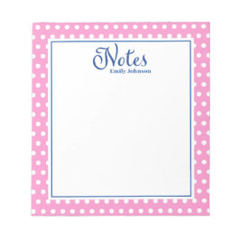 Anteckningsblocket personlig Navy och Rosa Polka D Anteckningsblock