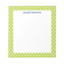 Anteckningsblocket Polka Dot Lime Green Personlig