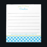 Anteckningsblocket Preppy Blue & Grönt Script Ging Anteckningsblock<br><div class="desc">Den här designen har en gingham mönster i skrivblått och grönt med linjer för att skriva. Samlingen av produkter för samordning finns tillgänglig i vår butik, zazzle.com/store/doodlelulu. Kontakta oss om du behöver den här designen för en specifik produkt för att skapa din egen unika matchande artikel eller gåva! Tack så...</div>