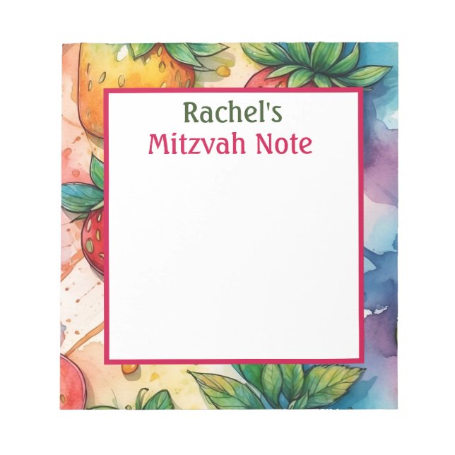 Anteckningsblocket Rainbow Strawbär Mitzvah Note G Anteckningsblock (Framsida)