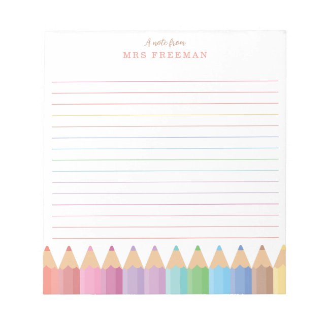 Anteckningsblocket Rainbow Teacher Personlig Anteckningsblock (Framsida)