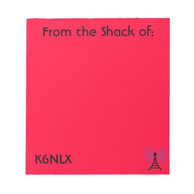 Anteckningsblocket Red Amateur Radio Call Sign Anteckningsblock (Framsida)