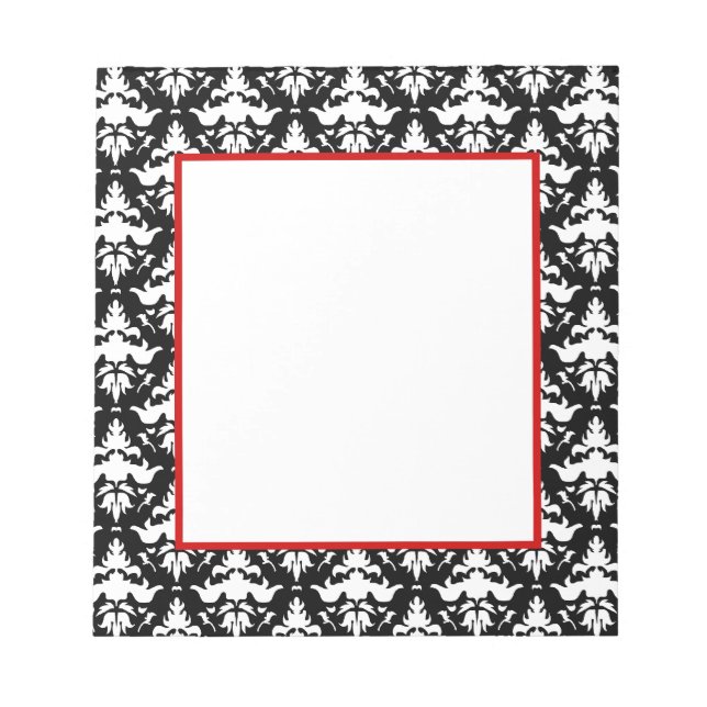 Anteckningsblocket Red and Black Damask Elegant Anteckningsblock (Framsida)