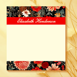 Anteckningsblocket Red and Cream Mörk Blommigt Anteckningsblock